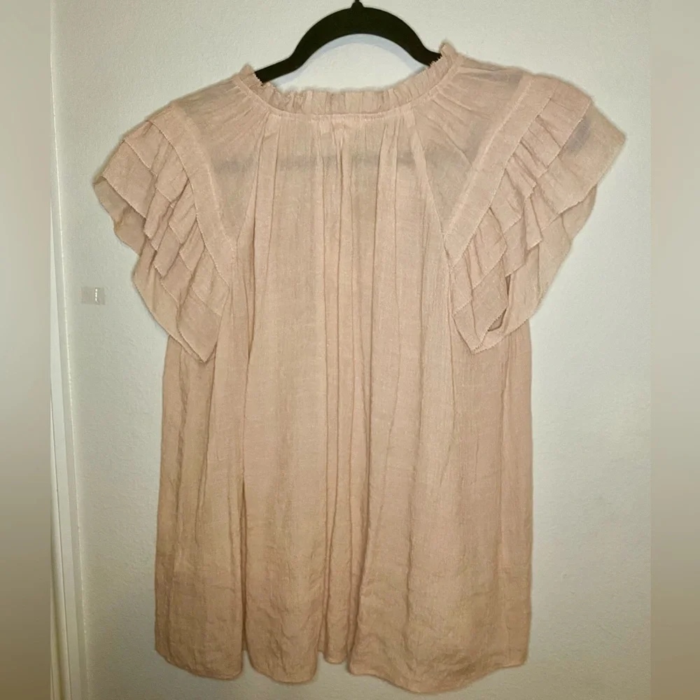Grade and Gather Tea Rose Pink Gauze Blouse. Size L - Picture 5 of 8